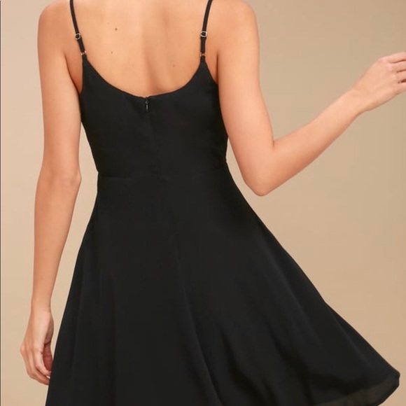 Lulu’s Play it Cool Black Tie-Front Skater Dress - Picture 3 of 4